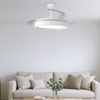 Cristal Record-Ecoro White Ανεμιστήρας Οροφής LED με αναδιπλούμενη λεπίδα 48W 5280Lm CCT Dim