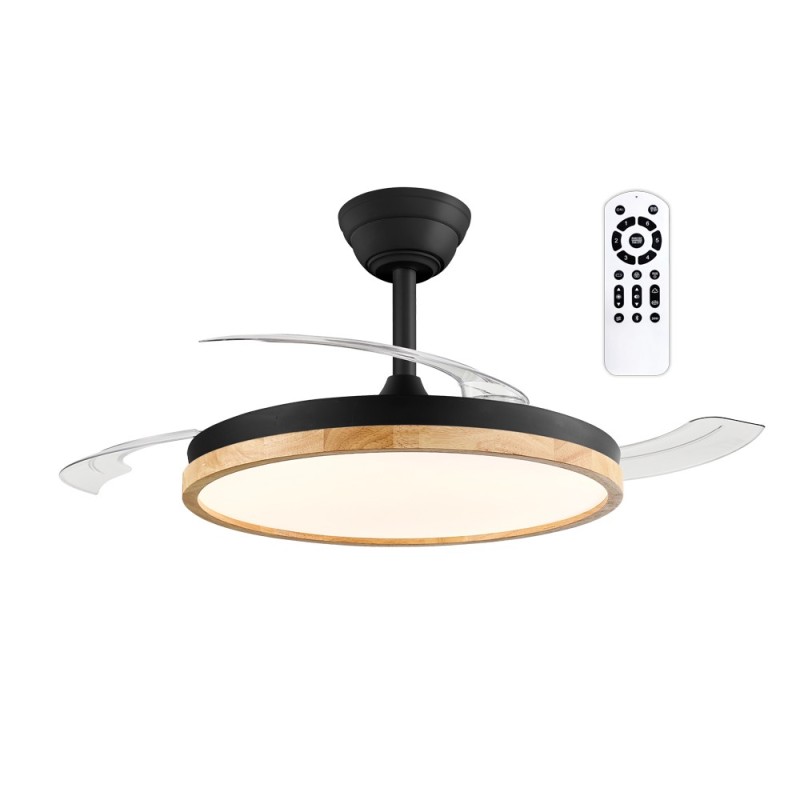 Cristal Record-Chief Ανεμιστήρας οροφής LED 60W 6600Lm CCT με πτυσσόμενα πτερύγια, Black 