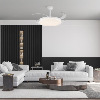Cristal Record-Milky L Evo Ανεμιστήρας Οροφής LED 72W 7920Lm CCT Πτυσσόμενα Πτερύγια Smart