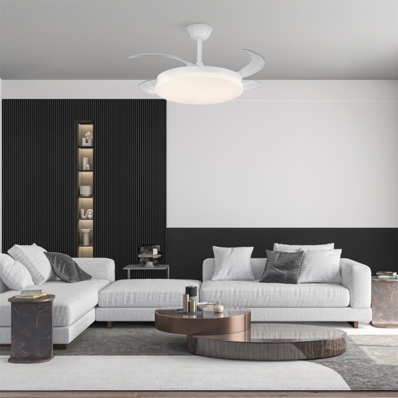 Cristal Record-Milky L Evo Ανεμιστήρας Οροφής LED 72W 7920Lm CCT Πτυσσόμενα Πτερύγια Smart