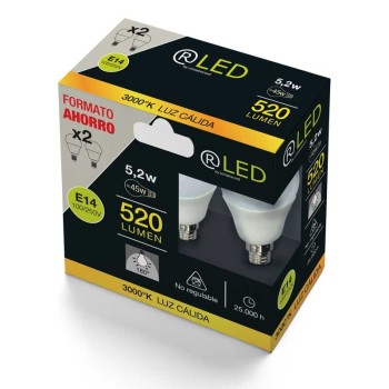 Pack of 2 E14 Bulb B45 5.2W 520Lm 3000K