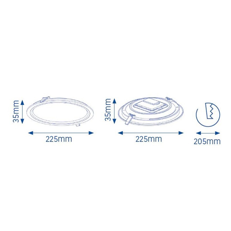 Cristal Record-Sirion Χωνευτό Φωτιστικό LED 25W 3000K, Αφαιρούμενο Driver