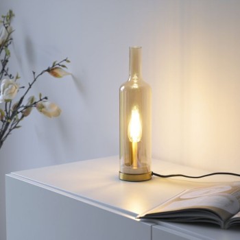 JUST LIGHT.-BOTTLE Επιτραπέζιο φωτιστικό Ε14, κεχριμπαρένιο γυαλί ΚΩΔ.-SL14006-27
