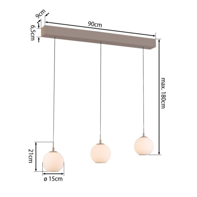 Paul Neuhaus-SANDORA Κρεμαστό Φωτιστικό 3 Φώτων LED, Sand, CCT 2200-5000K, Switchmo, Comfort Lift