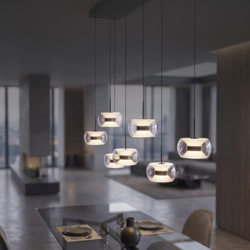 Paul Neuhaus-FUMEA Κρεμαστό Φωτιστικό 7 Φώτων LED, Μαύρο Ματ, CCT, Dimmable, Comfort Lift