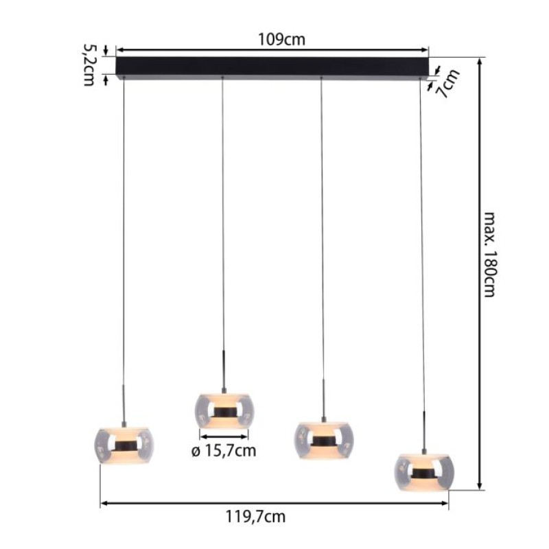 Paul Neuhaus-FUMEA Κρεμαστό Φωτιστικό 4 Φώτων LED, CCT, Switchmo, Comfort Lift