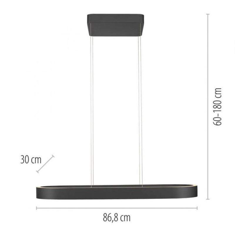 Paul Neuhaus-Q-STRETTO Smart Κρεμαστό Φωτιστικό LED, Μαύρο, 76W με Comfort Lift ΚΩΔ.-SL2688-18