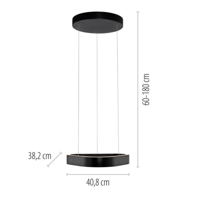 Paul Neuhaus-Q-STRETTO Κρεμαστό Φωτιστικό LED, Μαύρο, 38W με Comfort Lift ΚΩΔ.-SL2689-18