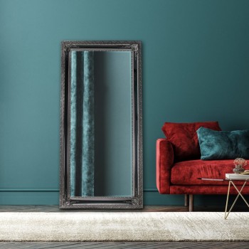 Mirrors & More - LARA Faceted Καθρέπτης 100x200cm Μαύρο & Ασημί