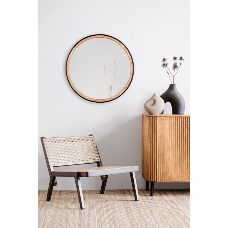 Mirrors & More - FINA Καθρέπτης Τοίχου 70x70cm Μεταλλικός & Ξύλινος