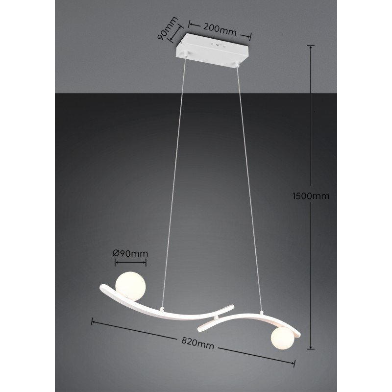 TRIO LIGHTING - NAPOLI LED Κρεμαστό Φωτιστικό Λευκό 27W 3200lm – 2300K/3000K/4000K