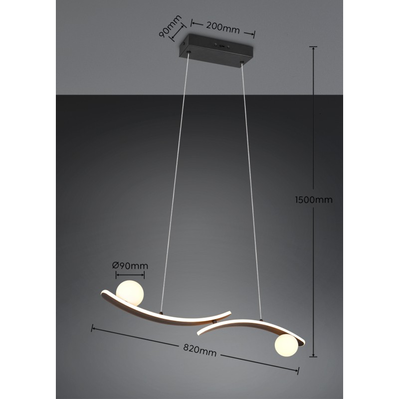 TRIO LIGHTING - NAPOLI LED Κρεμαστό Φωτιστικό Μαύρο 27W 3200lm – 2300K/3000K/4000K