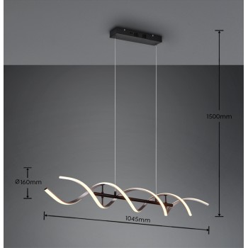 TRIO LIGHTING - Sequence Κρεμαστό φωτιστικό LED Βουρτσιστό Αλουμίνιο-Μαύρο Ματ ΚΩΔ.-341810205