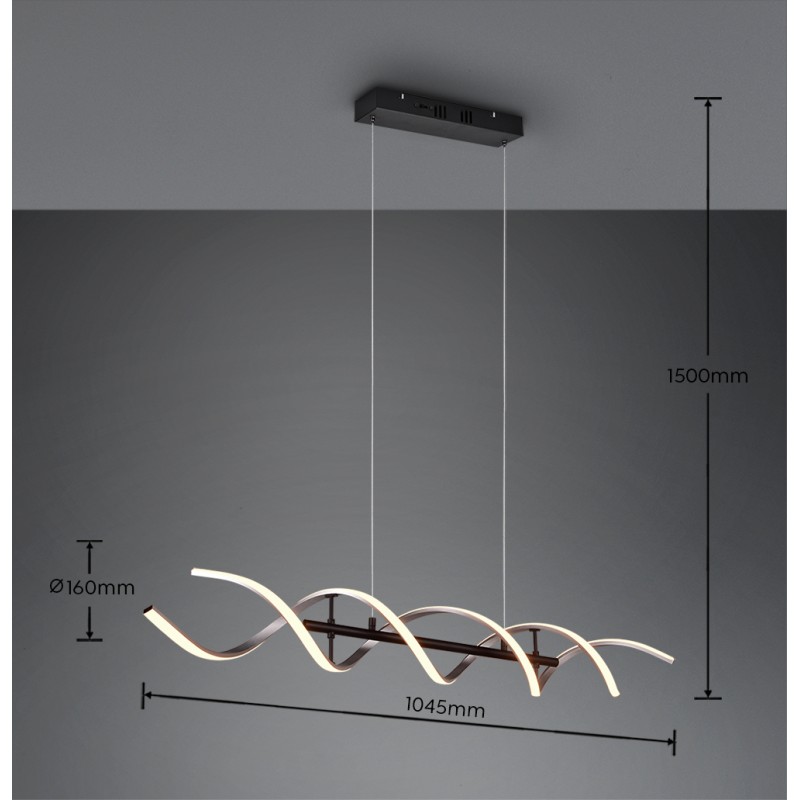 TRIO LIGHTING - Sequence Κρεμαστό φωτιστικό LED Βουρτσιστό Αλουμίνιο-Μαύρο Ματ ΚΩΔ.-341810205