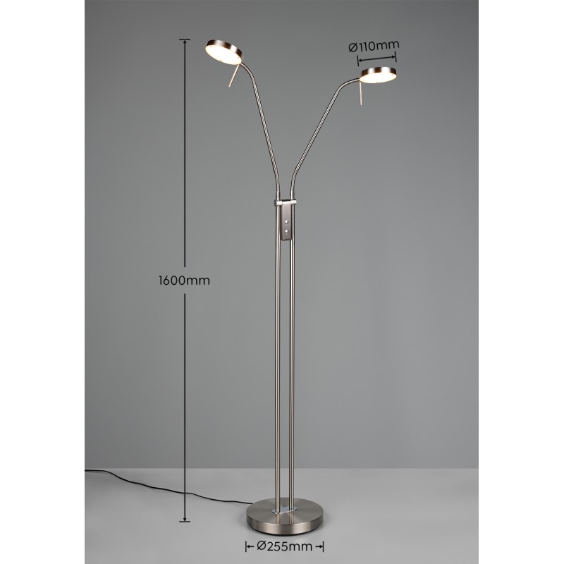 TRIO LIGHTING - MONZA LED Επιδαπέδιο Φωτιστικό 2x12W 2800lm Ματ Νίκελ 2300K/3000K/4000K