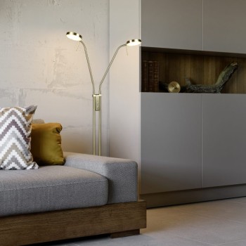 TRIO LIGHTING - MONZA LED Φωτιστικό Δαπέδου 2x12W 2800lm Ματ Ορείχαλκος 2300K/3000K/4000K