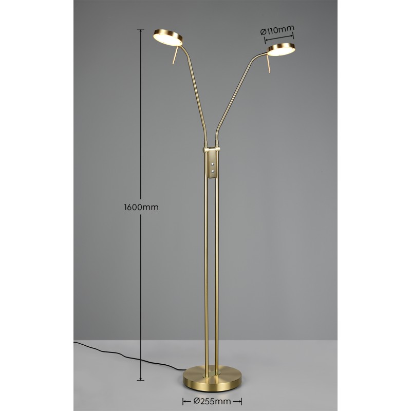 TRIO LIGHTING - MONZA LED Φωτιστικό Δαπέδου 2x12W 2800lm Ματ Ορείχαλκος 2300K/3000K/4000K