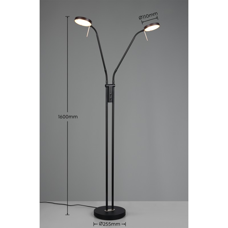 TRIO LIGHTING - MONZA LED Φωτιστικό Δαπέδου 2x12W 2800lm Μαύρο 2300K/3000K/4000K