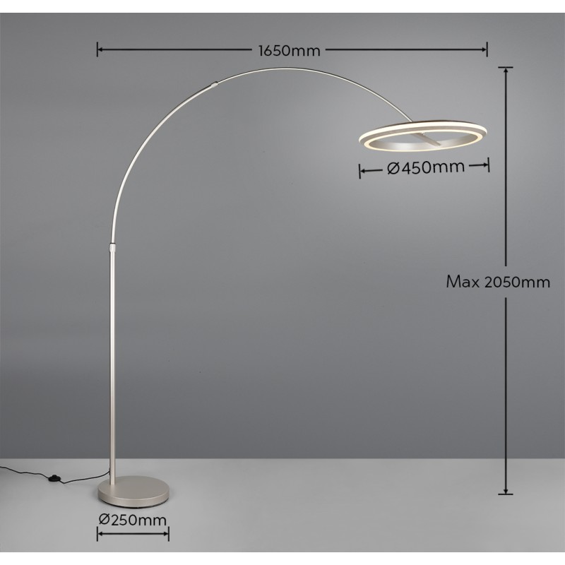 TRIO LIGHTING - AMADOR LED Φωτιστικό Δαπέδου 21W 2400lm Ματ Νίκελ 2300K/3000K/4000K 
