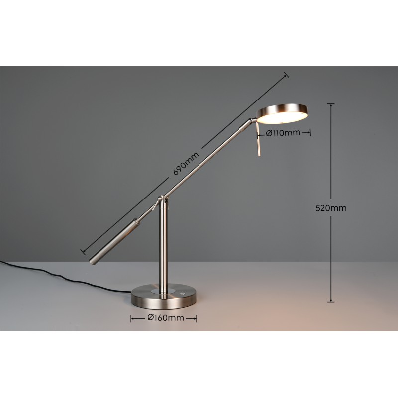 TRIO LIGHTING - MONZA LED Επιτραπέζιο Φωτιστικό Νίκελ 12W 1400lm – 2300K/3000K/4000K