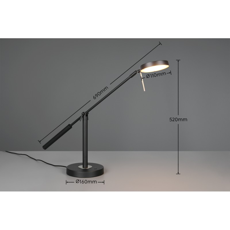 TRIO LIGHTING - MONZA LED Επιτραπέζιο Φωτιστικό Μαύρο Ματ 12W 1400lm – 2300K/3000K/4000K