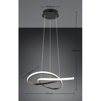 RL Lighting - MANSA Κρεμαστό Φωτιστικό LED 36W 4200lm 4000K Μαύρο Ματ ΚΩΔ.-R33111132