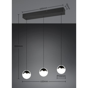 RL Lighting - SENTA Κρεμαστό Φωτιστικό LED 3x5W 2400lm 4000K Μαύρο Ματ ΚΩΔ.-R33553106 