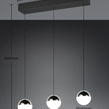 RL Lighting - SENTA Κρεμαστό Φωτιστικό LED 3x5W 2400lm 4000K Μαύρο Ματ ΚΩΔ.-R33553106 