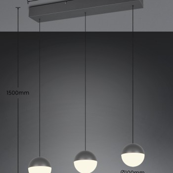 RL Lighting - SENTA Κρεμαστό Φωτιστικό LED 3x5W 2400lm 4000K Ανθρακί ΚΩΔ.-R33553142
