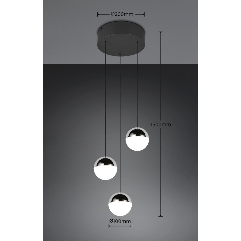 RL Lighting - SENTA Κρεμαστό Φωτιστικό LED 3x5W 2400lm 4000K Μαύρο Ματ ΚΩΔ.- R33553306
