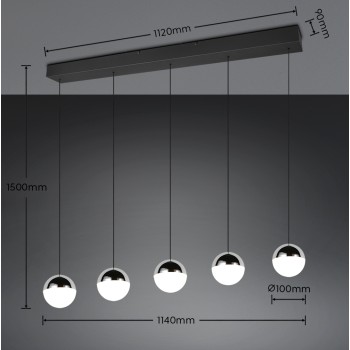 RL Lighting - SENTA Κρεμαστό Φωτιστικό LED 5x5W 4000K ΚΩΔ.-R33555106 