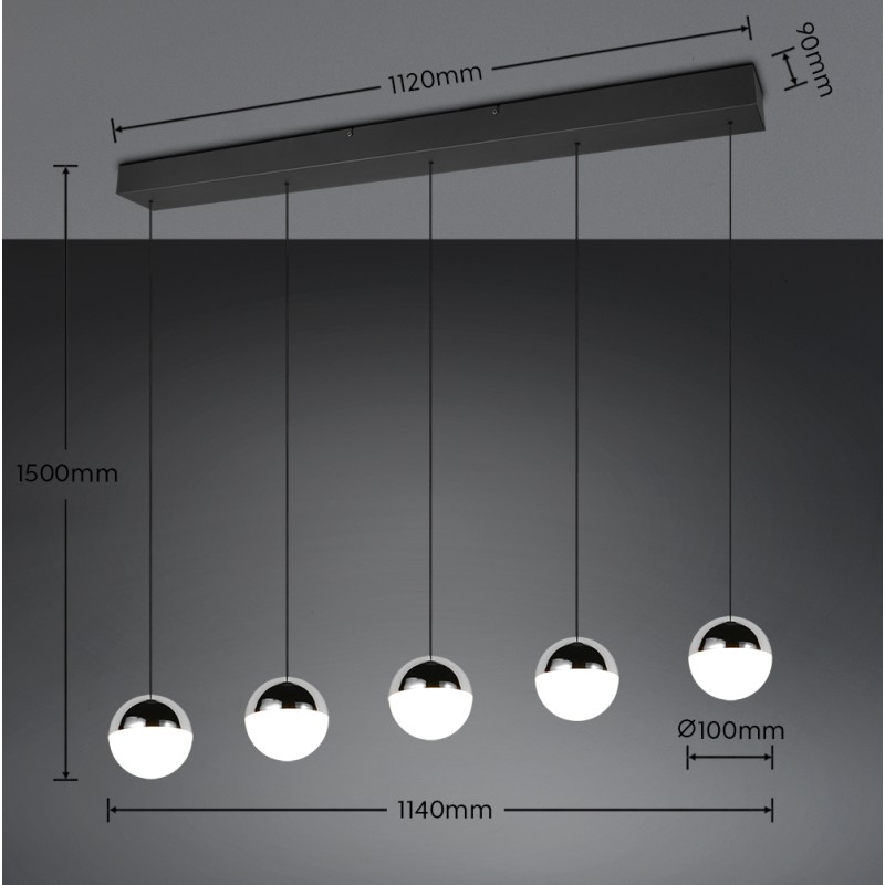 RL Lighting - SENTA Κρεμαστό Φωτιστικό LED 5x5W 4000K ΚΩΔ.-R33555106 