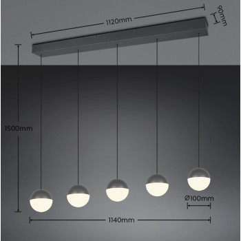RL Lighting - SENTA Κρεμαστό Φωτιστικό LED 5x5W 4000K Ανθρακί ΚΩΔ.-R33555142