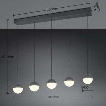 RL Lighting - SENTA Κρεμαστό Φωτιστικό LED 5x5W 4000K Ανθρακί ΚΩΔ.-R33555142