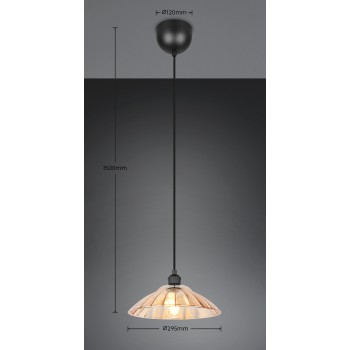 RL Lighting - ELUNA Κρεμαστό Φωτιστικό E27 Μαύρο Ματ με Κεχριμπαρένιο Γυαλί ΚΩΔ.-R36521032 
