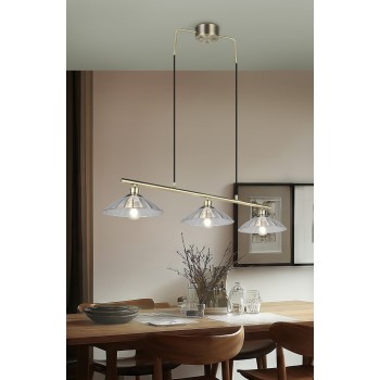 RL Lighting - ELUNA Κρεμαστό Φωτιστικό Οξυντέ με Διάφανο Γυαλί 3xE27 ΚΩΔ.-R36523004