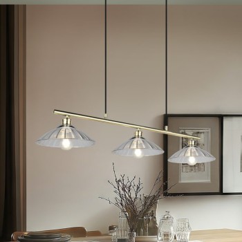 RL Lighting - ELUNA Κρεμαστό Φωτιστικό Οξυντέ με Διάφανο Γυαλί 3xE27 ΚΩΔ.-R36523004