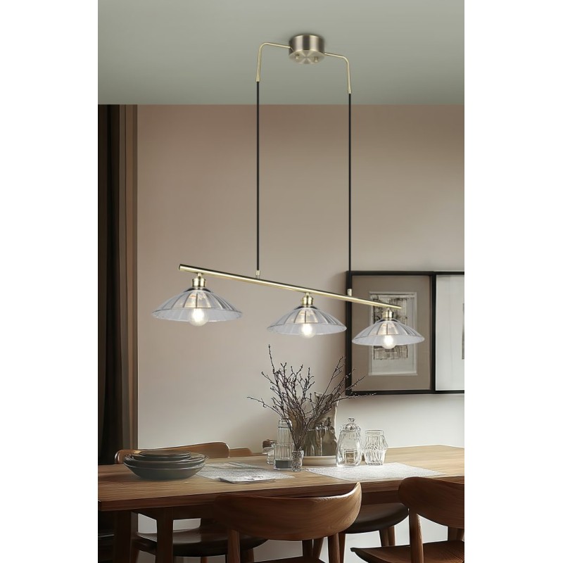 RL Lighting - ELUNA Κρεμαστό Φωτιστικό Οξυντέ με Διάφανο Γυαλί 3xE27 ΚΩΔ.-R36523004