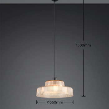 RL Lighting - ABELLA Κρεμαστό Φωτιστικό Κεχριμπαρένιο Γυαλί 1xE27 ΚΩΔ.-R36761013 