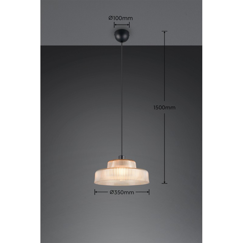 RL Lighting - ABELLA Κρεμαστό Φωτιστικό Κεχριμπαρένιο Γυαλί 1xE27 ΚΩΔ.-R36761013 