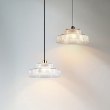 RL Lighting - ABELLA Κρεμαστό Φωτιστικό Διάφανο Γυαλί με Ματ Ορείχαλκο 1xE27 ΚΩΔ.-R36761052 