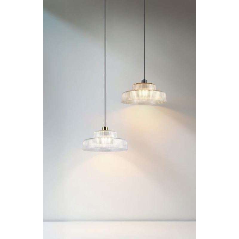RL Lighting - ABELLA Κρεμαστό Φωτιστικό Διάφανο Γυαλί με Ματ Ορείχαλκο 1xE27 ΚΩΔ.-R36761052 