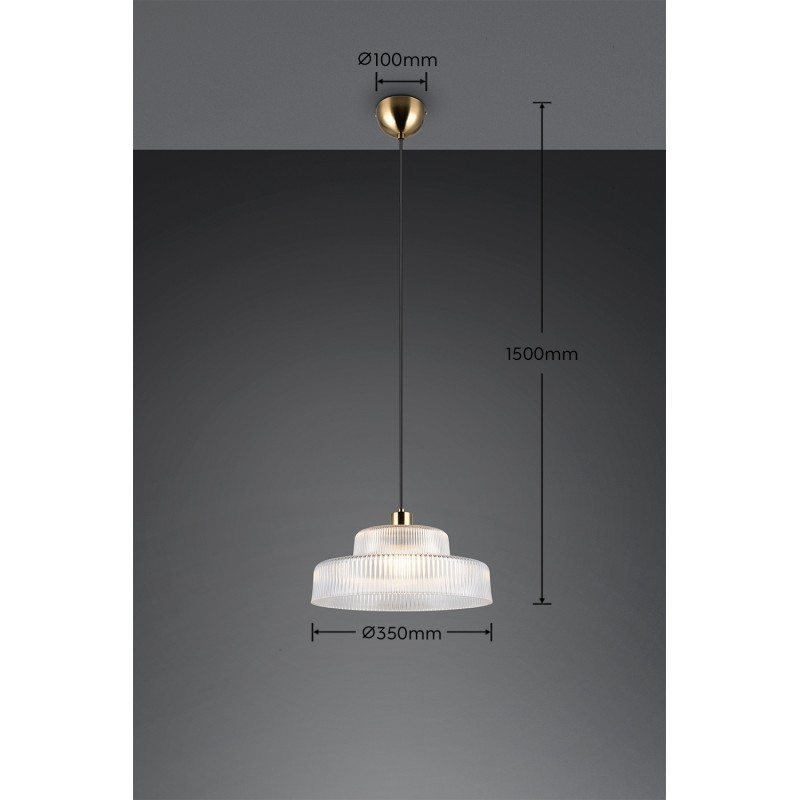 RL Lighting - ABELLA Κρεμαστό Φωτιστικό Διάφανο Γυαλί με Ματ Ορείχαλκο 1xE27 ΚΩΔ.-R36761052 