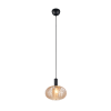RL Lighting - ELVEZIA Κρεμαστό Φωτιστικό Κεχριμπαρένιο Γυαλί Μαύρο Ματ 1xE27 ΚΩΔ.-R36771013 