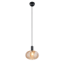 RL Lighting - ELVEZIA Κρεμαστό Φωτιστικό Κεχριμπαρένιο Γυαλί Μαύρο Ματ 1xE27 ΚΩΔ.-R36771013 