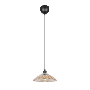 RL Lighting - ELUNA Κρεμαστό Φωτιστικό E27 Μαύρο Ματ με Κεχριμπαρένιο Γυαλί ΚΩΔ.-R36521032 