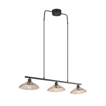 RL Lighting - ELUNA Κρεμαστό Φωτιστικό Μαύρο Ματ με Κεχριμπαρένιο Γυαλί 3xE27 ΚΩΔ.-R36523032 