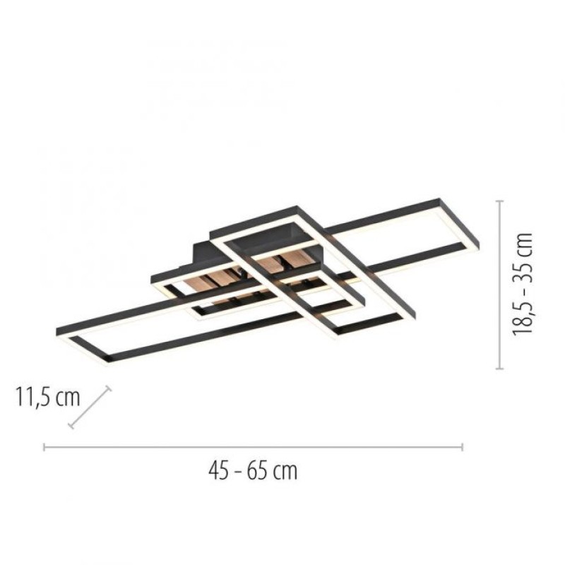 JUST LIGHT.-AKUSTIKA LED Φωτιστικό Οροφής LED, μαύρο με φυσικό ξύλο δρυός, με ακουστικό πάνελ ΚΩΔ.-SL14051-79