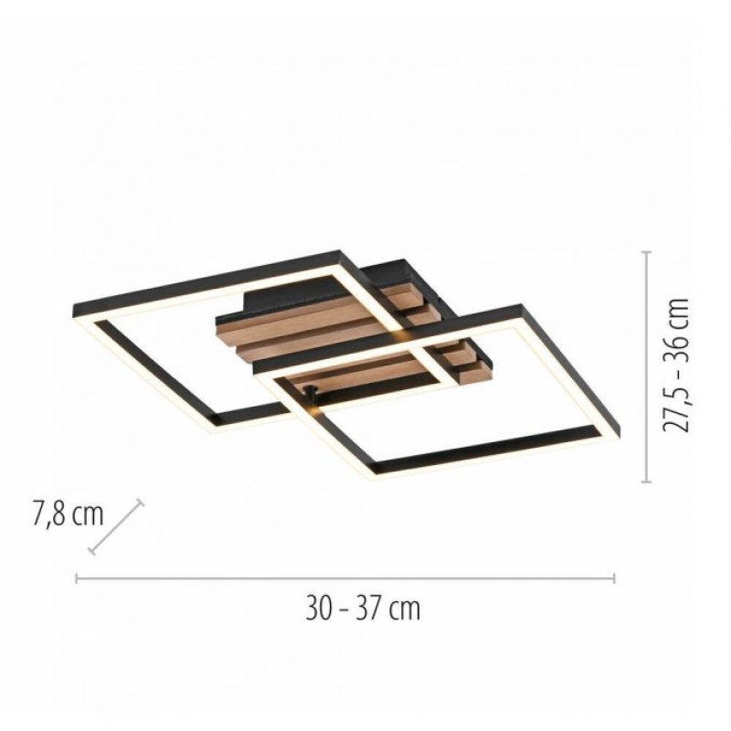 JUST LIGHT.-AKUSTIKA LED Επιτοίχιο Φωτιστικό LED, μαύρο με φυσικό ξύλο δρυός, με ακουστικό πάνελ ΚΩΔ.-SL14053-79