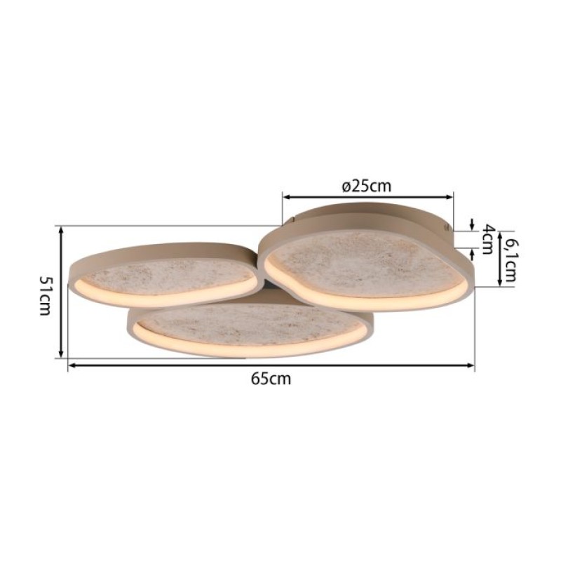 JUST LIGHT.-MOONBRAKER Φωτιστικό Οροφής LED, Sand, 3 Σχήματα, 3000K, Switchmo